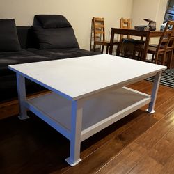 IKEA living room console table with plastic protector