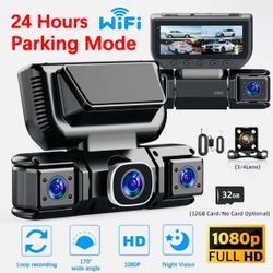 3-Lens WiFi Dash Cam 1080p Full HD