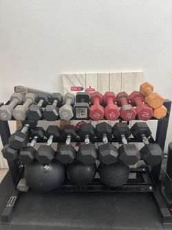 304 LB  Dumbbell Set + Titan Fitness Rack