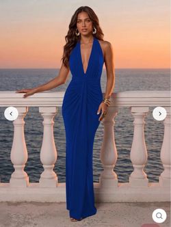 Royal Blue Halter Neck Maxi Dress