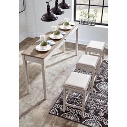 Skempton White/Light Brown Counter Height Dining Table and Bar Stools (Set of 3) 