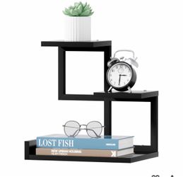Black 3-Tier Floating Corner Shelf