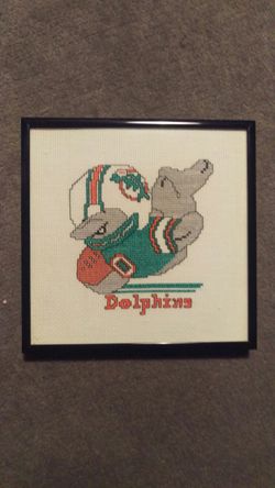 Cross stitched Miami Dolphins Picture