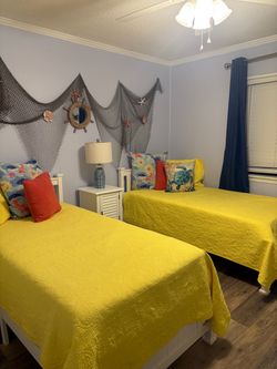 Twin beds with frame and mattress