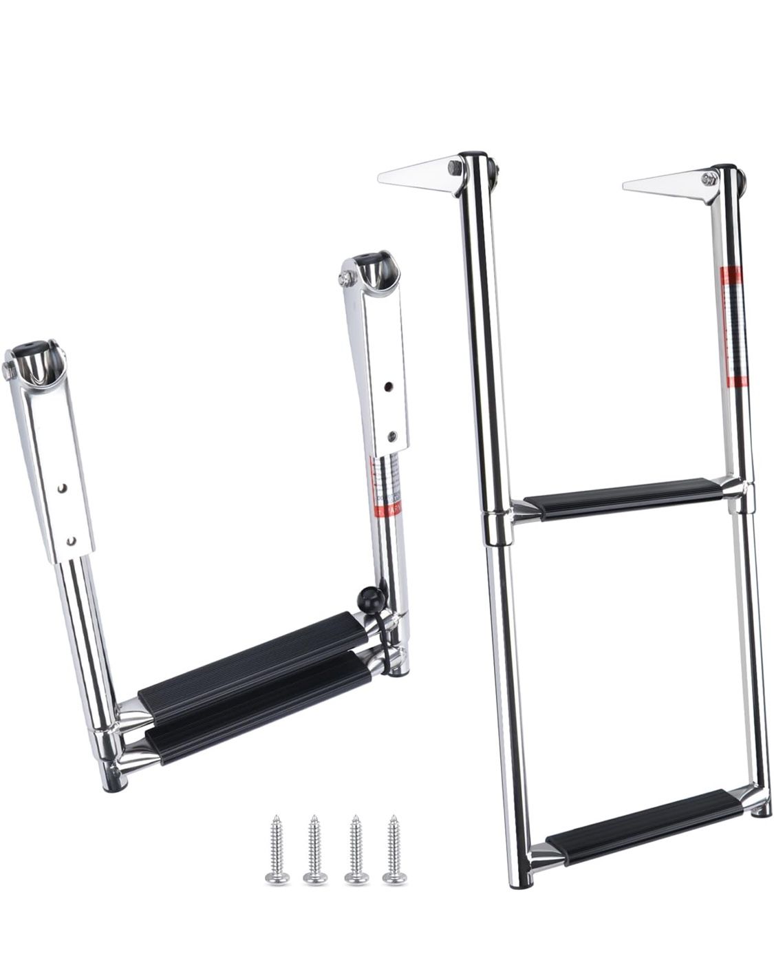 2 Step Boat Ladder Stainless Steel Telescoping Pontoon Boat Ladder Folding Ladder Dock Swim Ladder for Marine Boat Yacht