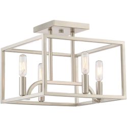 New in box light fixture lamp nickel ceiling chandelier