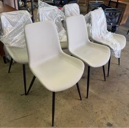 New assembled set of 6 Dining Chairs, Modern PU Leather Dining Room Chair with Sturdy Metal Legs, Upholstered Seat Dinner Chairs Accent Side Chairs fo