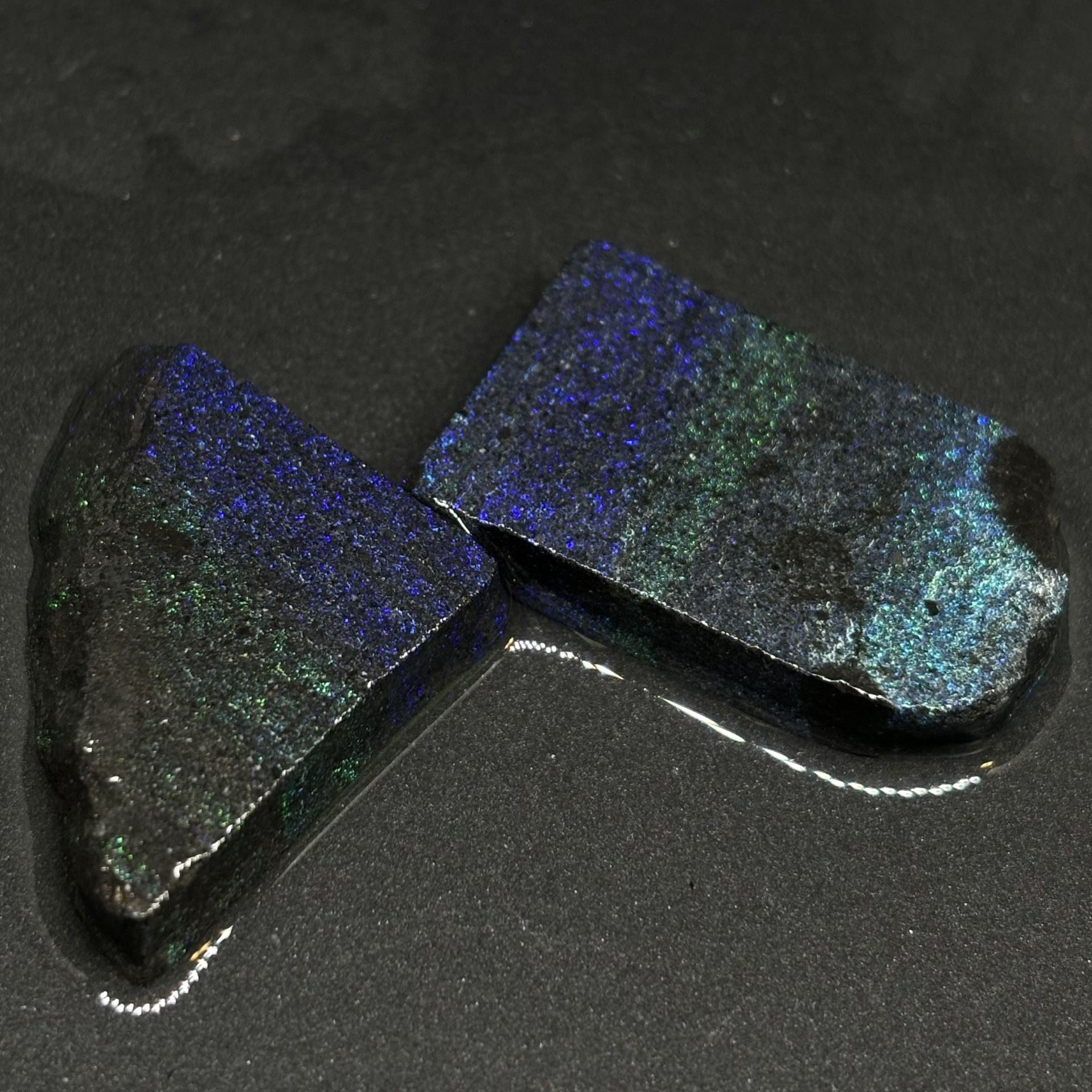 Rough Sliced Andamooka Matrix Set Opal Pair With Beautiful Layered Colors