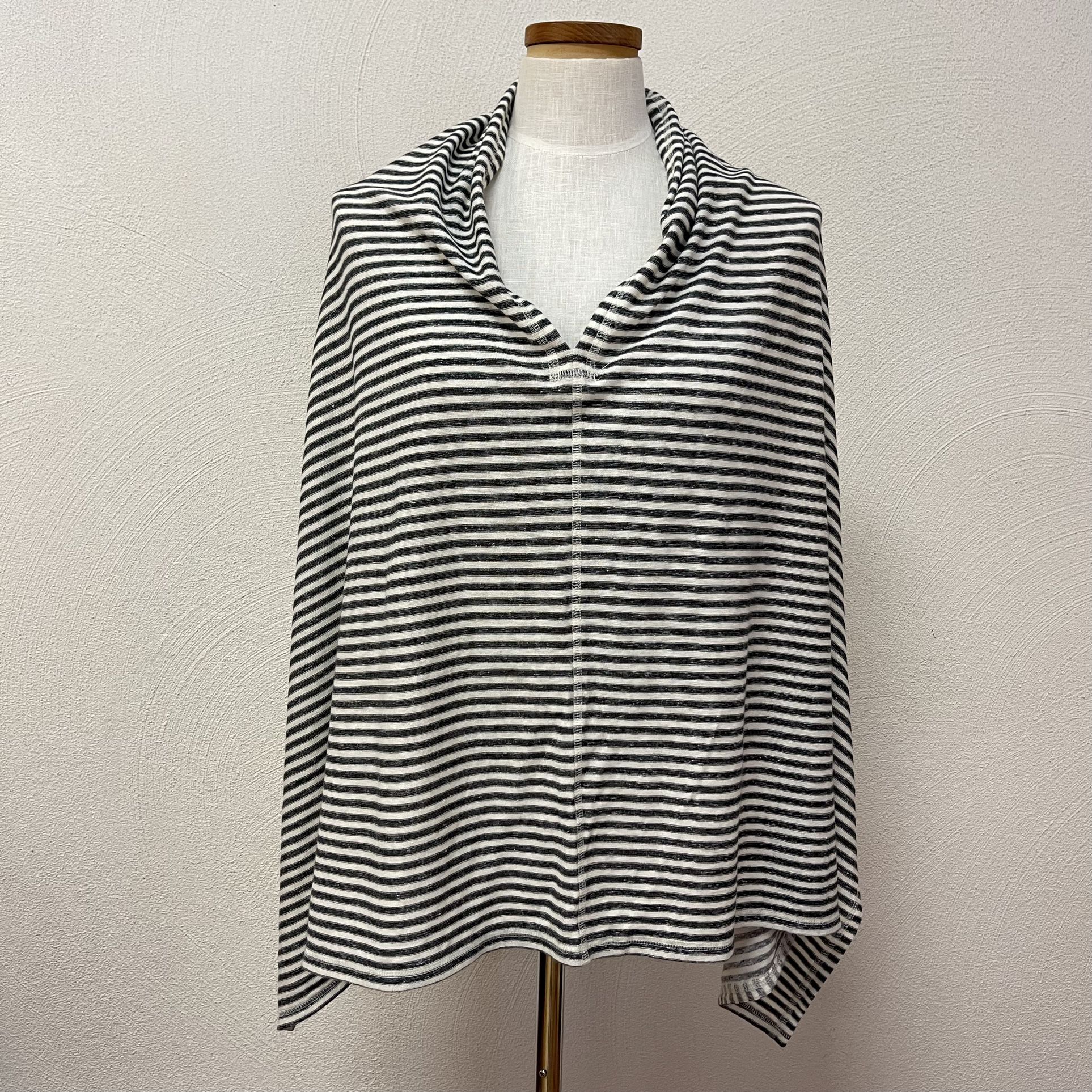 NWOT Eileen Fisher Gray & White Striped Poncho Sweater Boxy Top Linen Blend OS  Super cute top in brand new condition!  No stains or snags. Freshly st