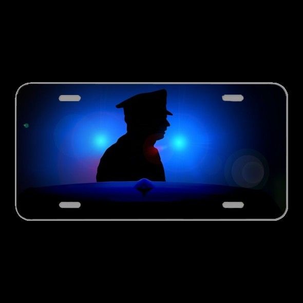 License Plate Novelty Car Front Blue Light Siren Police Officer Cop