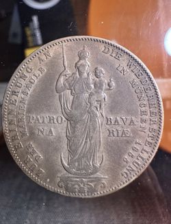 1855 Bavaria 2 Gulden silver coin minted during the reign of King Maximilian II.  