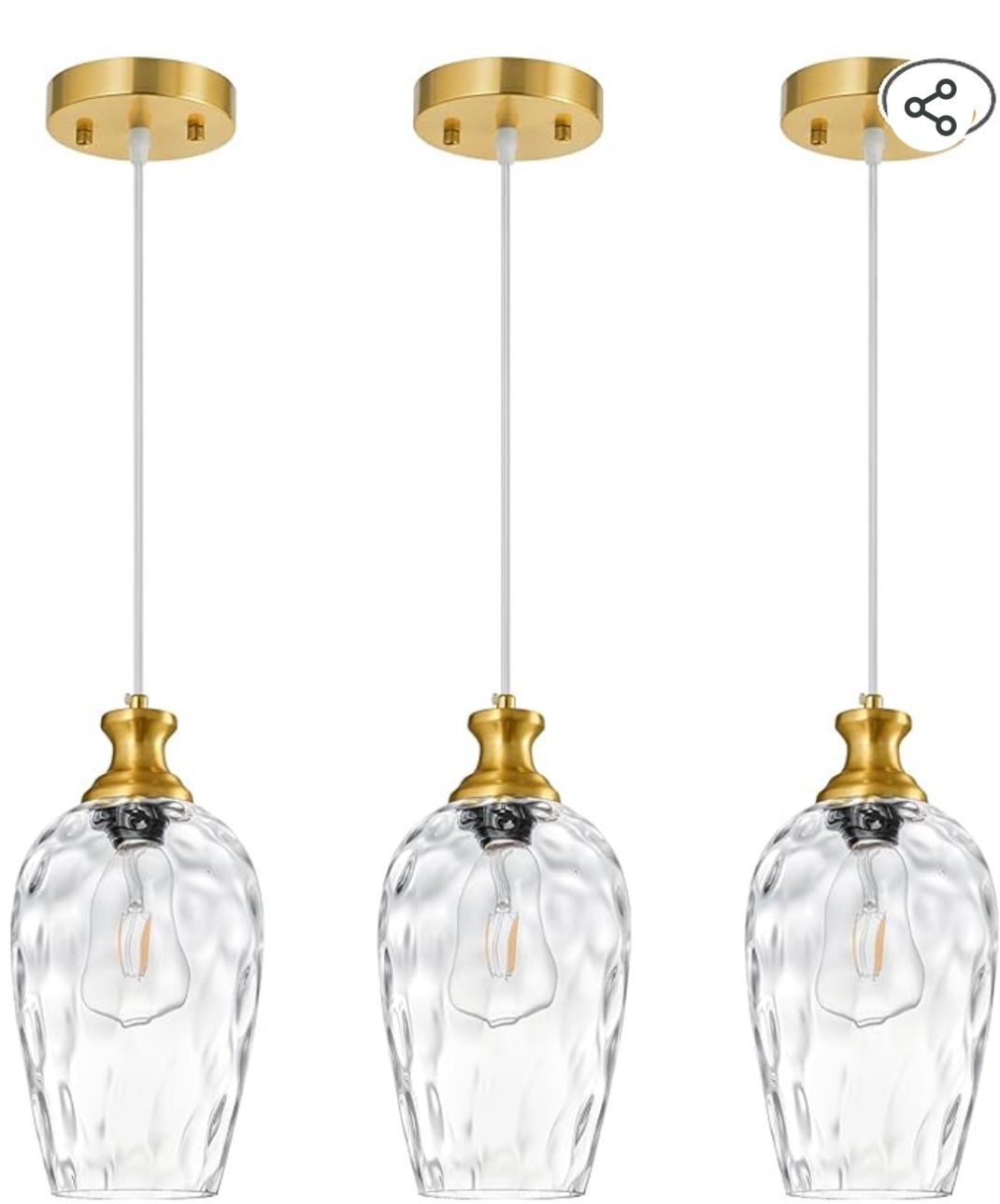 Brand New 3-Pack Pendant Lights β Gold & Clear Glass β Modern Look!