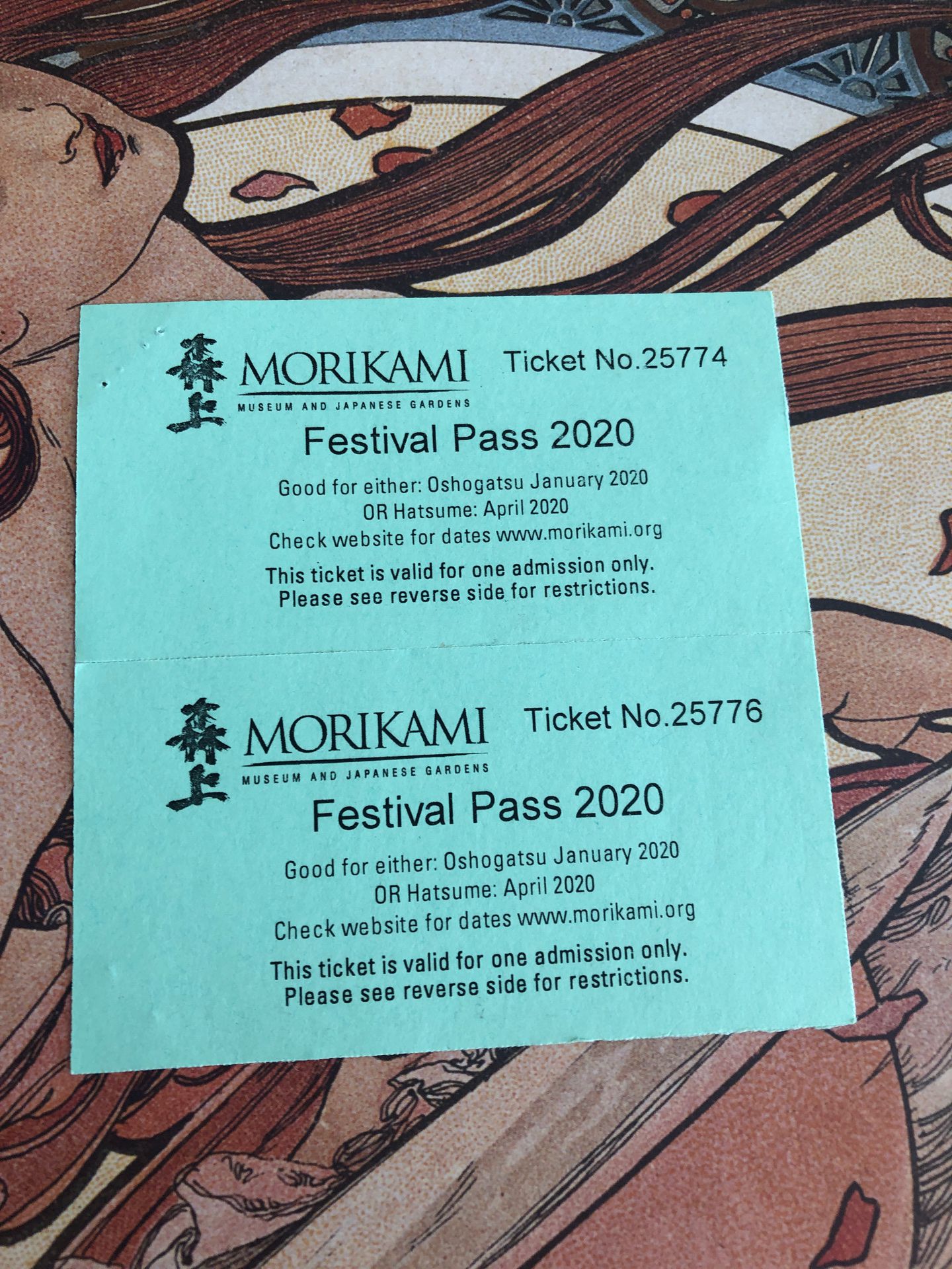 Morikami hatsume festival tickets x 2 - price $15 each - normally sold @ $20 At the door