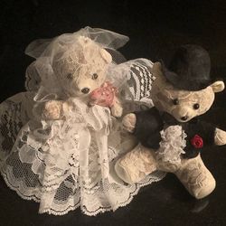 🧸 👰🤵 Adorable Bride & Groom Teddy Bears, Stuffed Potpourri (brand new)