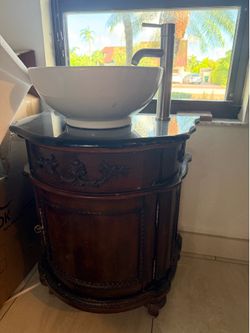 Vanity (antique style),  bowl, & faucet