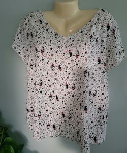 Disney Pajama Top 2X Plus Size Mickey Minnie Cotton Blend