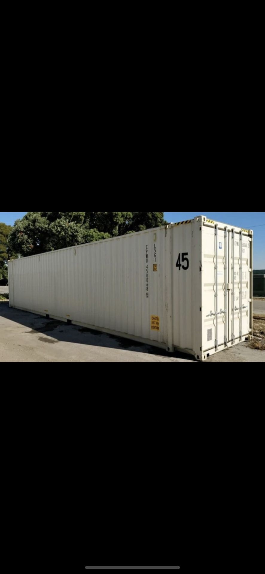 45 Foot Shipping Container/ HIGH CUBE 9’6”tall