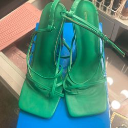 Used Green High Heels Strapped Good Condition