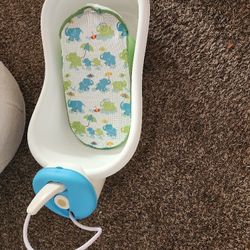 Baby Bath With A Sprayer And A Bath Bouncer New But No Box