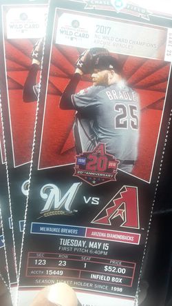 Four tickets for tonight's game. Sec 123 row 23. Great Seats. $180 for all