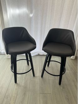Gray and Black Leather Counter Height Stools
