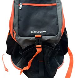 Easton Baseball Equipment Backpack Bag Black and Orange Mesh Zippers 5 Pockets