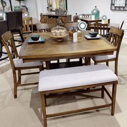 Dining Set Table With 4 Chairs & Bench