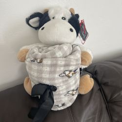 Animals Cow Plushy And Blanket 
