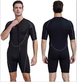 Seaskin Mens 3mm Shorty Wetsuit Womens, Full Body Diving Suit Front Zip-Large
