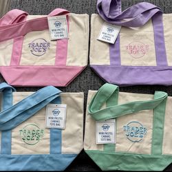 NEW Trader Joes Mini Pastel Canvas Tote Bag (4 Pieces) 2026 Release