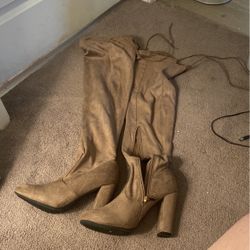 Taupe knee high boots