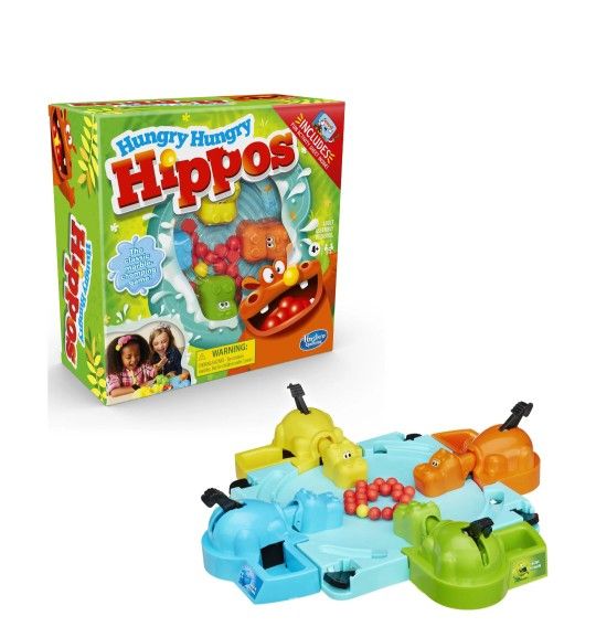 Hungry Hungry Hippos Board Game for Kids and Family Ages 4 and Up, 2-4 Players