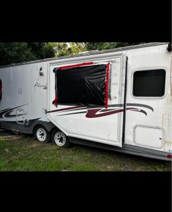 Double-wide trailer for sale. not in the best condition and will need some TLC, but it’s still a convenient option for someone looking for something a