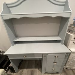 Beautiful Wood Light Blue Desk