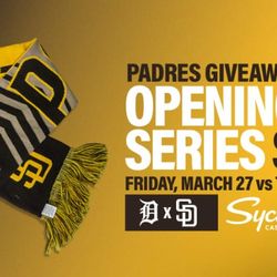 Padres Tickets Friday Opening Series Scarf Giveaway vs Tigers Field Level