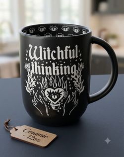 New WITCHFUL THINKING Black ceramic mug