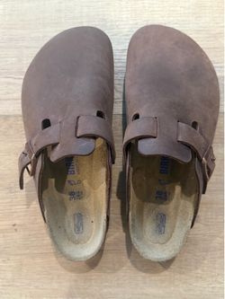 Brown Birkenstock clogs