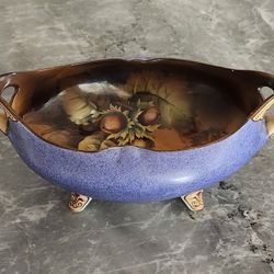 Antique Nippon Noritake Hand Painted Nut Porcelain Footed Bowl Vase Arts & Craft 
