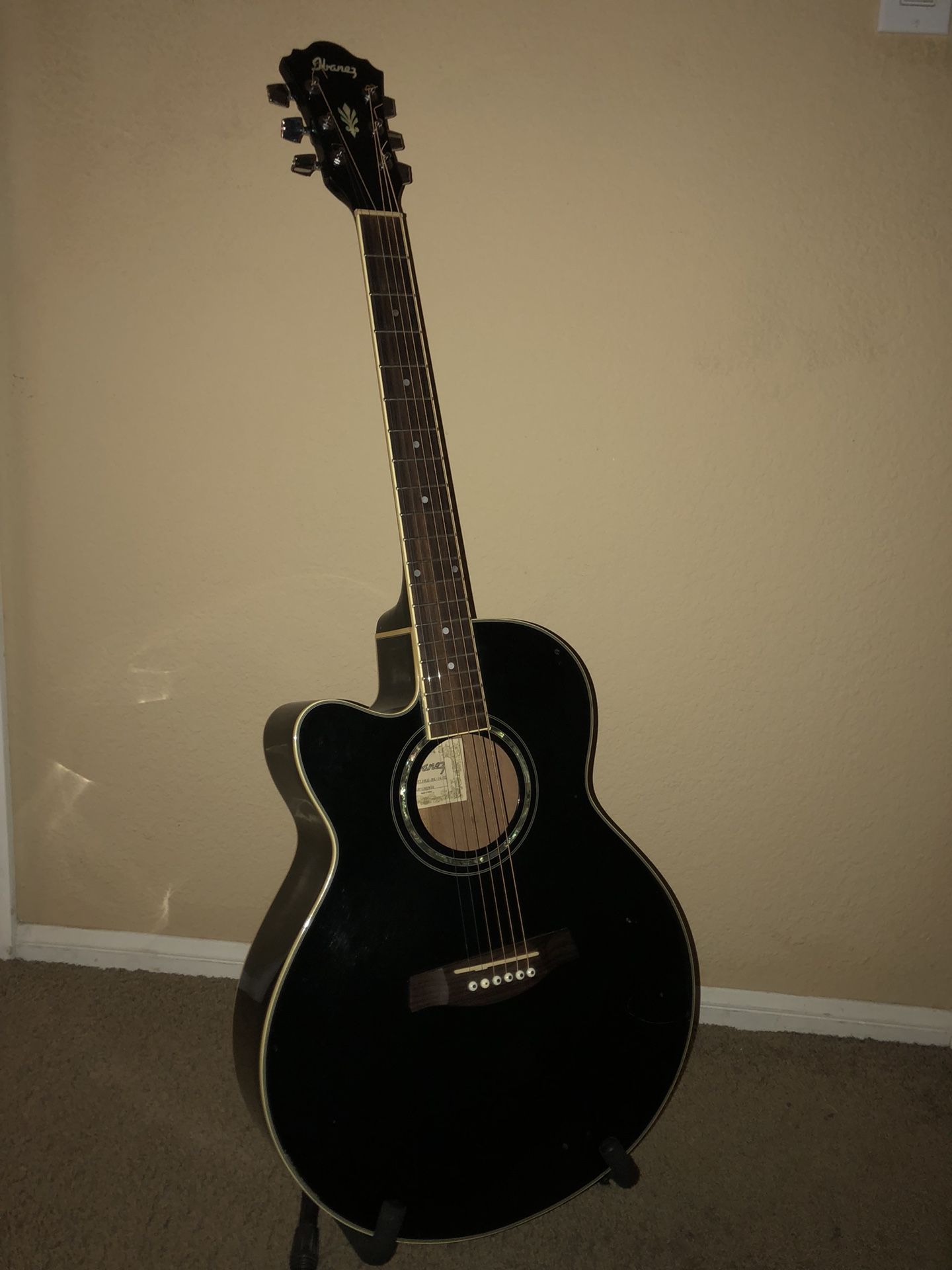 Ibanez Left Handed Black Acoustic/Electric Guitar AEL10LE-BK-14-02
