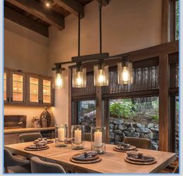 Wood Kitchen Island Lighting,4-Light Farmhouse Dining Room Light Fixture - Brand New