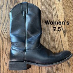 Women’s Black Leather Laredo Boots 7.5
