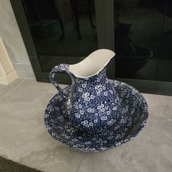 Blue Calico wash basin Bowl Royal crownford