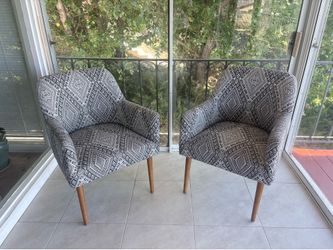 Set of 2 Patterned Accent Chairs – Boho Style, Geometric Pattern