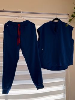 Navy Blue Scrub Set Top and Jogger Pants