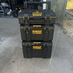 NEW DEWALT  TOUGHSYSTEM 2.0 includes Med. Flat Box, Lg Box, &  Cart W/ Box