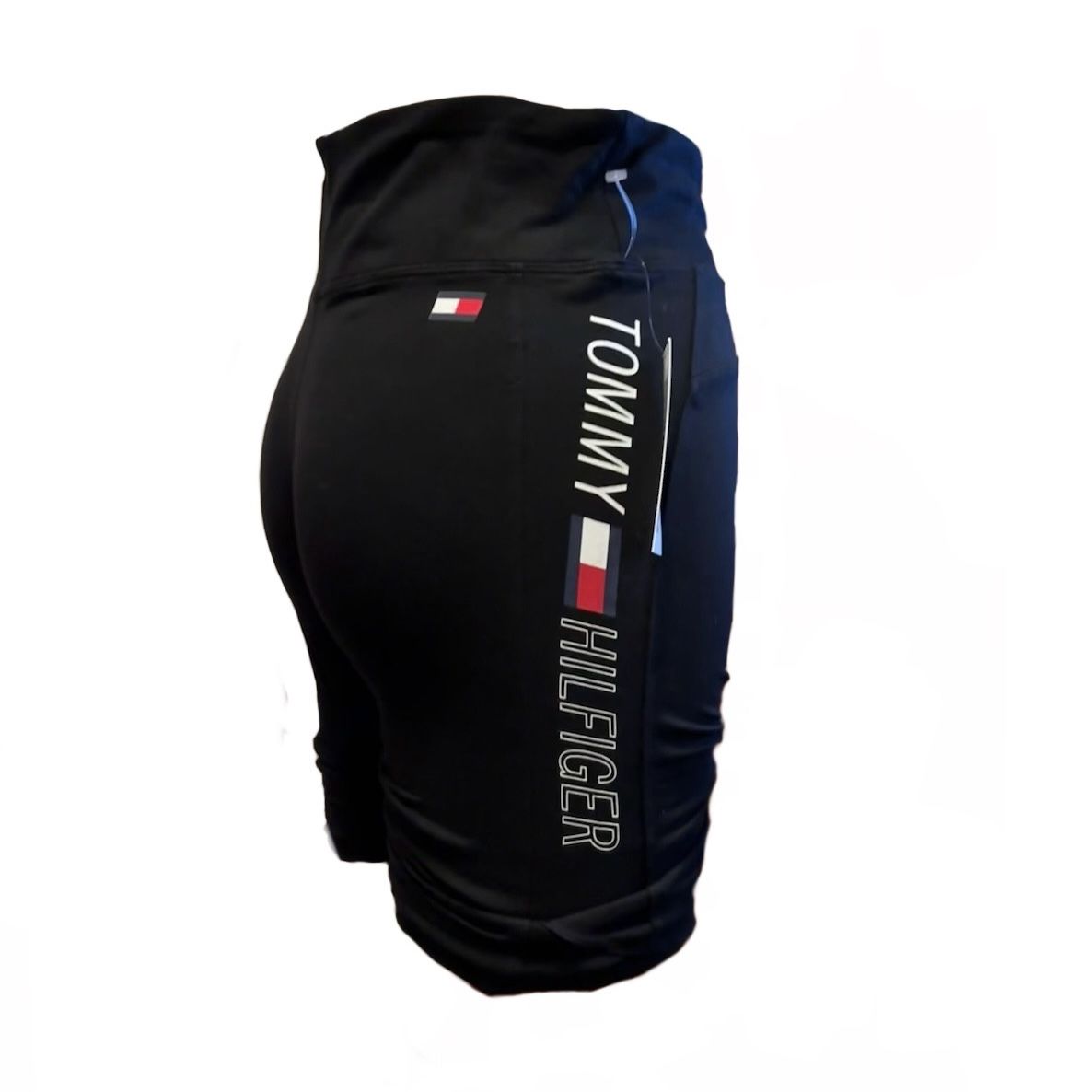 Tommy Hilfiger Sport Black Women’s Shorts — Size Small Screenprint Logo Y2K Tight Fit Gym Gothic Casual Going Out Red/White Screenprint Deadstock