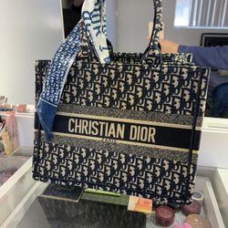 Blue Dior Tote Bag