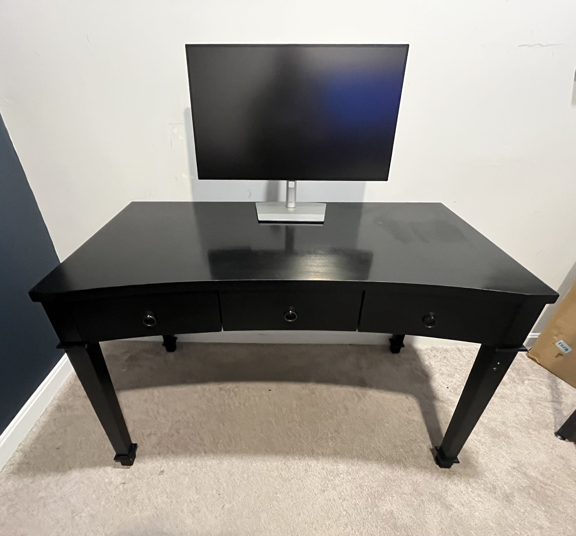 Noir Designer Desk, Black |  3-draw