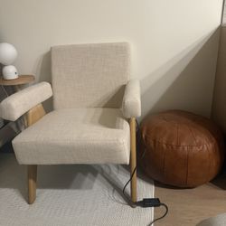 Modern Linen With Wood Chair For Sale