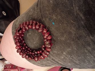 Dark Red Seed Bead Stretch Bracelet